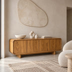 Minimalist Wood Sideboard With Soft Rounded Corners For Dining Room
