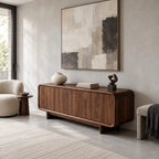 Minimalist Wood Sideboard With Soft Rounded Corners For Dining Room
