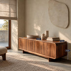 Minimalist Wood Sideboard With Soft Rounded Corners For Dining Room