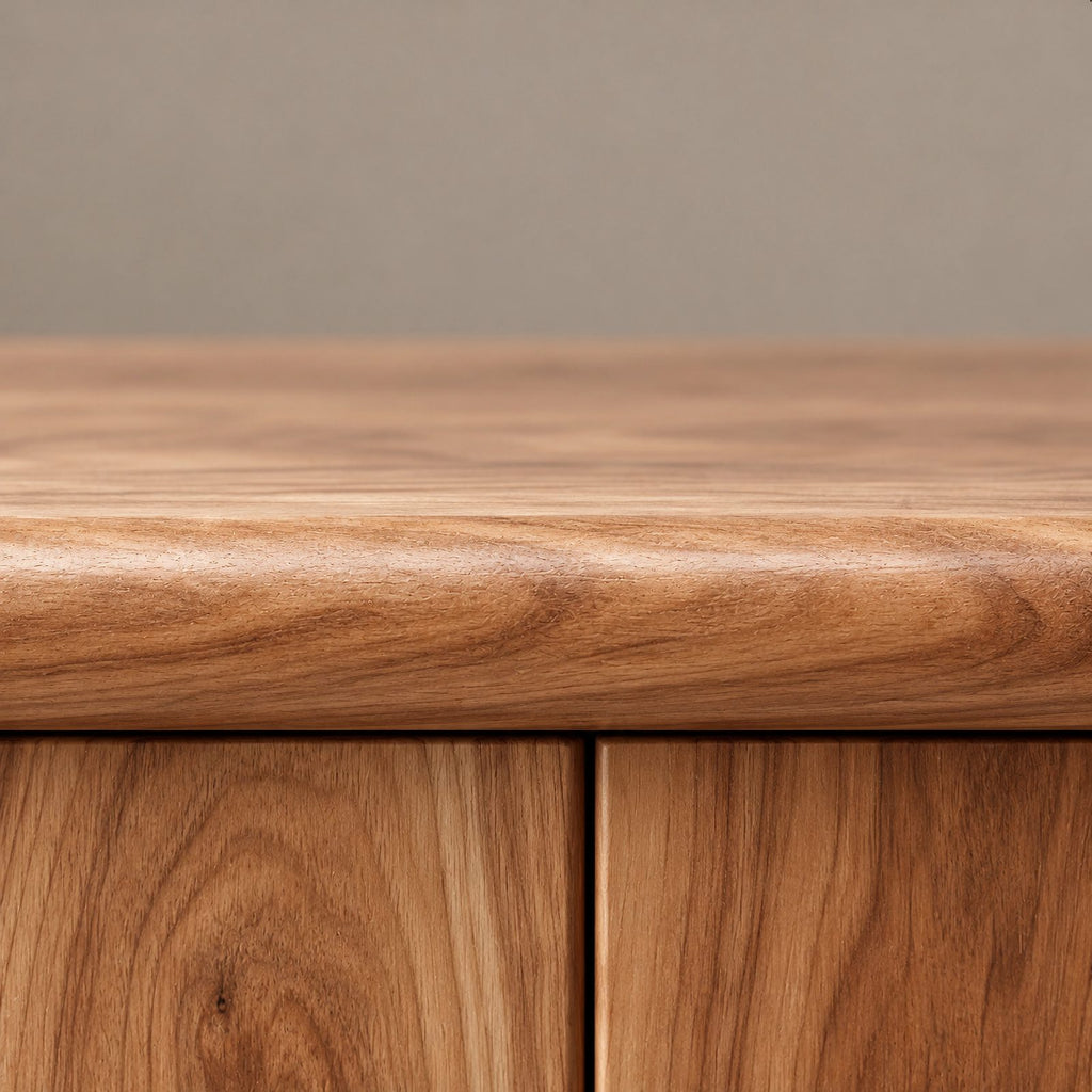 Sculptural Rounded Sideboard With Center Drawers For Living Room