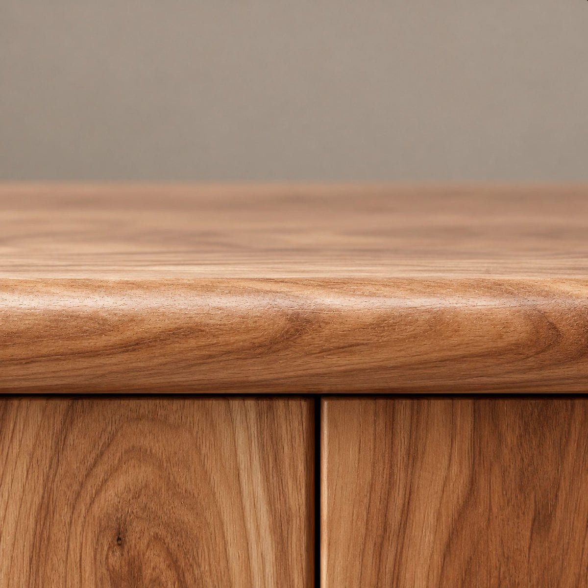 Sculptural Rounded Sideboard With Center Drawers For Living Room