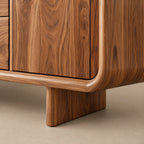 Sculptural Rounded Sideboard With Center Drawers For Living Room