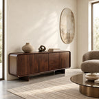 Sculptural Rounded Sideboard With Center Drawers For Living Room