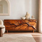 Modern Branch Carved Sideboard With Storage Doors For Dining Area