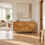 Modern Branch Carved Sideboard With Storage Doors For Dining Area