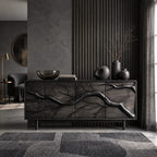 Modern Branch Carved Sideboard With Storage Doors For Dining Area