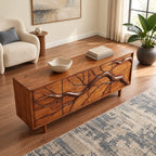 Modern Branch Carved Sideboard With Storage Doors For Dining Area