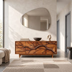 Modern Branch Carved Sideboard With Storage Doors For Dining Area