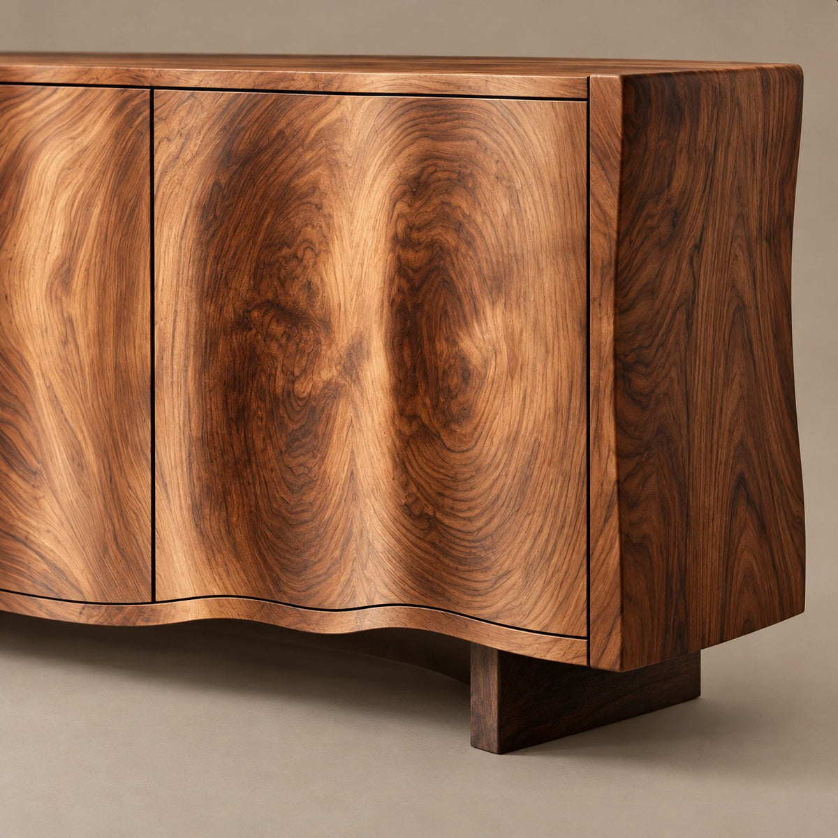 Live Edge Wave Sideboard With Sculptural Curved Front For Foyer