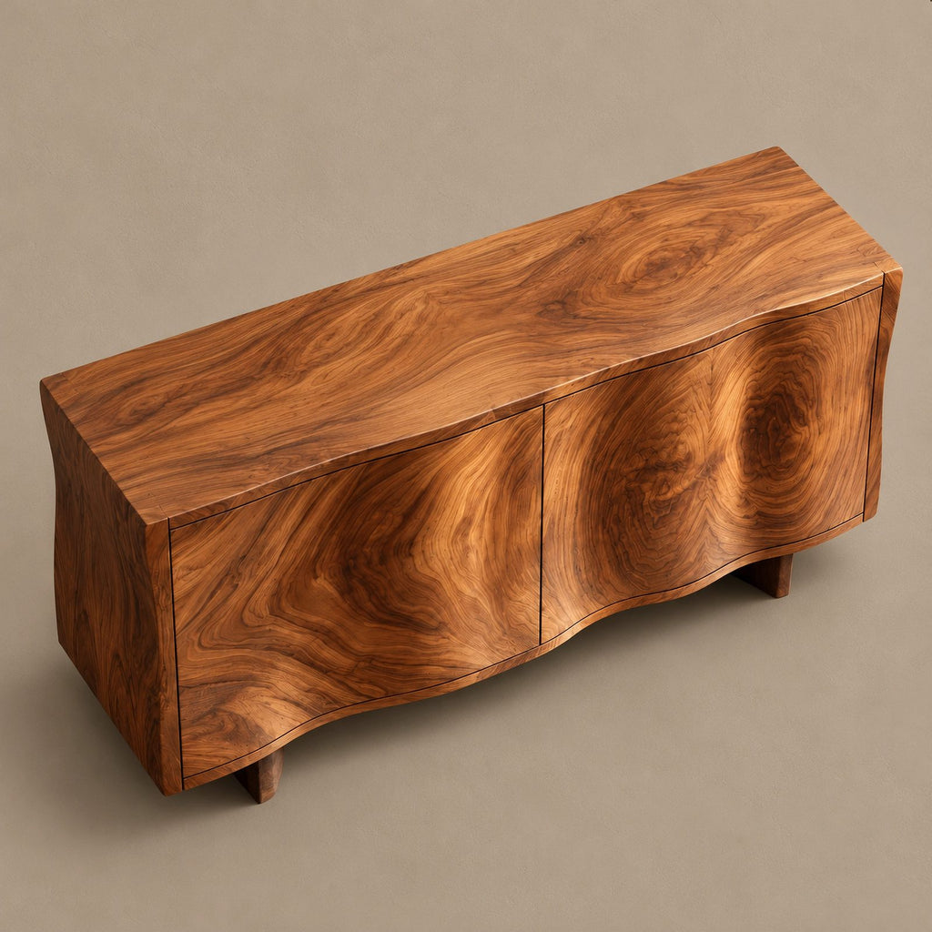 Live Edge Wave Sideboard With Sculptural Curved Front For Foyer