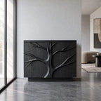 Farmhouse Tree Relief Cabinet With Plinth Base For Entryway