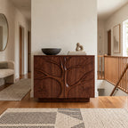 Farmhouse Tree Relief Cabinet With Plinth Base For Entryway