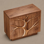 Farmhouse Tree Relief Cabinet With Plinth Base For Entryway
