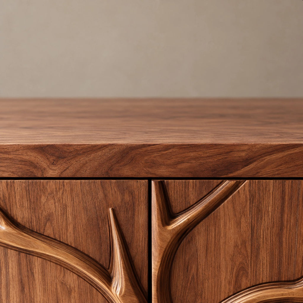Farmhouse Tree Relief Cabinet With Plinth Base For Entryway