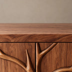 Farmhouse Tree Relief Cabinet With Plinth Base For Entryway