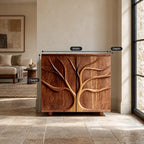 Organic Branch Relief Cabinet With Round Block Feet For Hallway
