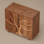 Organic Branch Relief Cabinet With Round Block Feet For Hallway