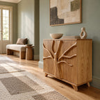 Sculptural Branch Cabinet With Flared Wood Legs For Living Room