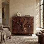 Sculptural Branch Cabinet With Flared Wood Legs For Living Room