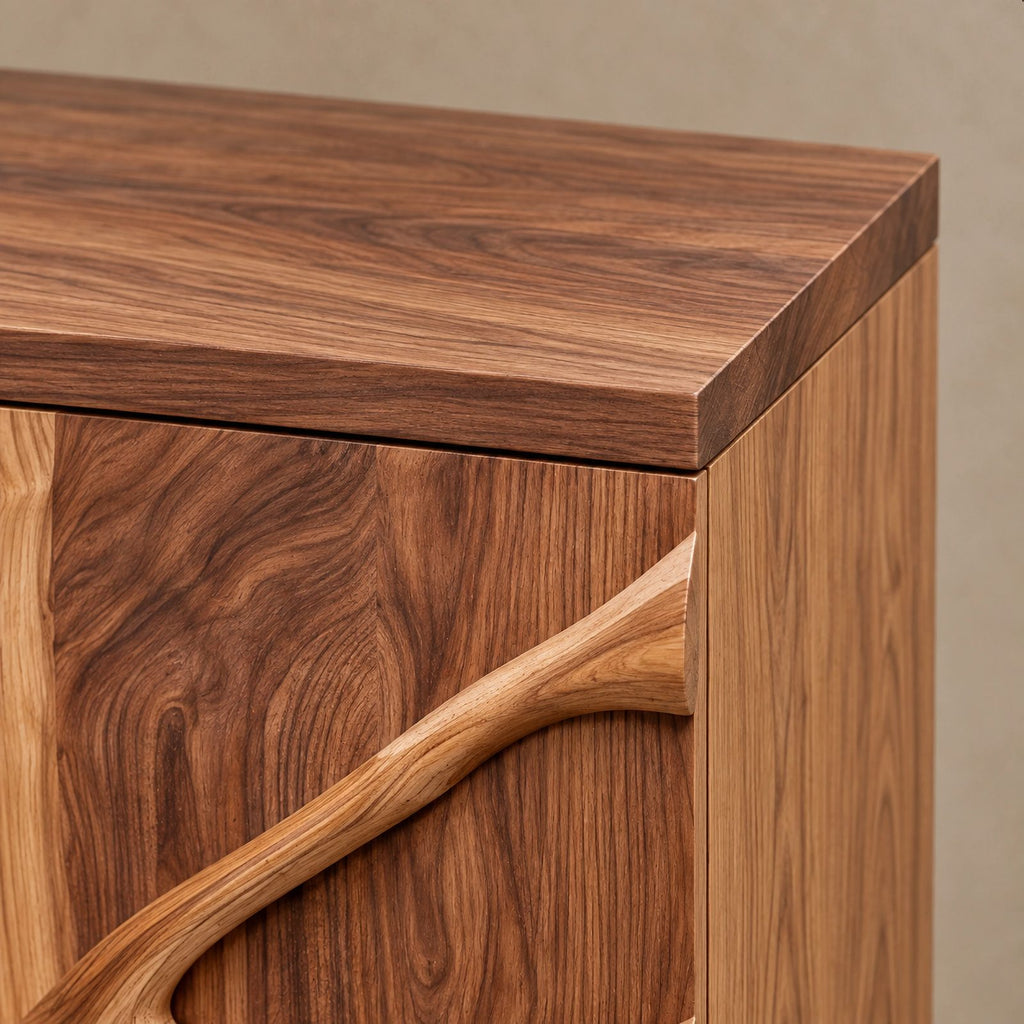 Sculptural Branch Cabinet With Flared Wood Legs For Living Room