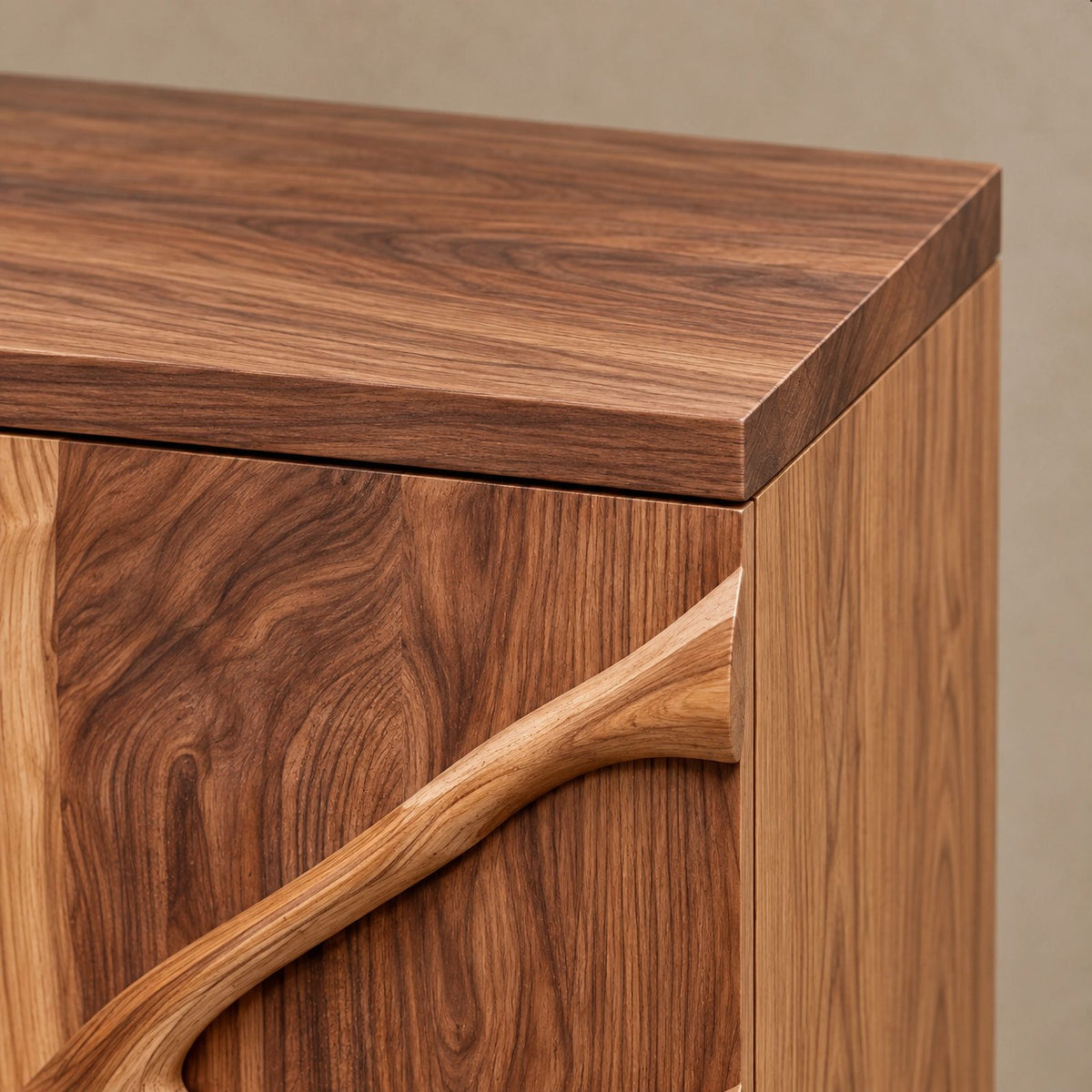 Sculptural Branch Cabinet With Flared Wood Legs For Living Room