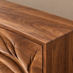 Handcrafted Branch Carved Sideboard With Cylinder Legs For Dining Room