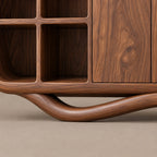 Contemporary Sculptural Sideboard With Open Shelf Cubbies For Entryway