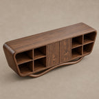 Contemporary Sculptural Sideboard With Open Shelf Cubbies For Entryway