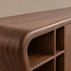 Contemporary Sculptural Sideboard With Open Shelf Cubbies For Entryway