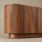 Contemporary Fluted Sideboard With Side Open Shelf For Living Room