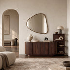 Contemporary Fluted Sideboard With Side Open Shelf For Living Room