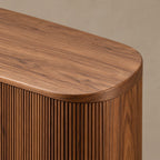 Contemporary Fluted Sideboard With Side Open Shelf For Living Room