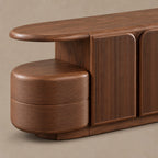Modern Fluted Wood Sideboard With Rounded Silhouette For Hallway