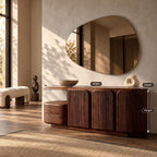 Modern Fluted Wood Sideboard With Rounded Silhouette For Hallway