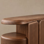 Modern Fluted Wood Sideboard With Rounded Silhouette For Hallway