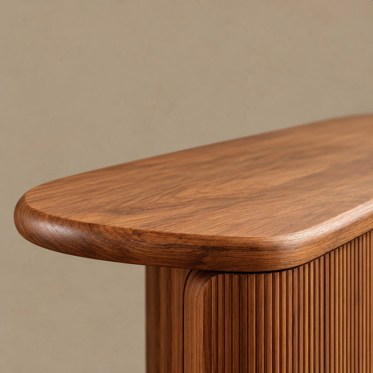 Contemporary Fluted Sideboard With Open Display Shelf For Entryway
