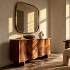 Contemporary Sculpted Sideboard With Flowing Wood Grain For Living Room