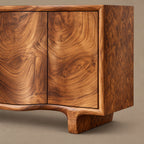 Contemporary Sculpted Sideboard With Flowing Wood Grain For Living Room