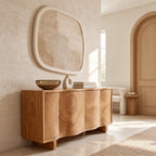 Contemporary Sculpted Sideboard With Flowing Wood Grain For Living Room