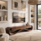 Sculptural Wave TV Stand With Three Drawers For Living Room