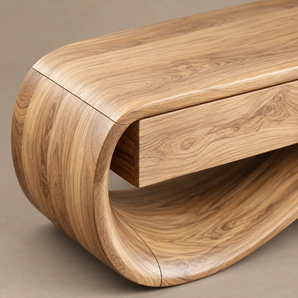 Sculptural Wave TV Stand With Three Drawers For Living Room