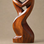 Contemporary Wood Sculpture With Open Heart Crown Twist For Entryway
