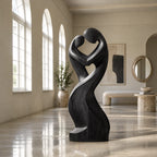 Contemporary Wood Sculpture With Open Heart Crown Twist For Entryway