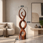 Modern Twisted Wood Sculpture With Entwined Double Spiral Form