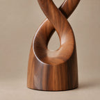 Modern Twisted Wood Sculpture With Entwined Double Spiral Form