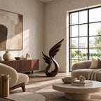 Organic Wood Sculpture With Soaring Wing Silhouette