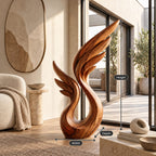 Organic Wood Sculpture With Soaring Wing Silhouette