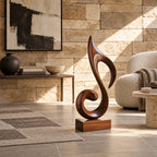 Mid Century Wood Sculpture With Carved Scroll Curl Form