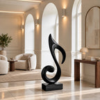 Mid Century Wood Sculpture With Carved Scroll Curl Form