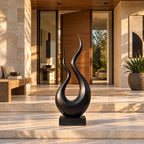 Handcrafted Wood Sculpture With Twisting Teardrop Loop Form